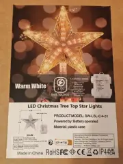 LED Star Christmas tree Topper BNIB 9.06" Warm white