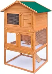 Outdoor Rabbit Hutch Small Animal House Pet Cage 3 Layers Wood