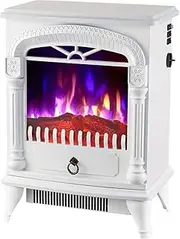 Electric Heater Fireplace with Thermostat for Indoor Use Space Heater with 3D Flame Effect, 2 Heat Modes, 1000W/2000W Ultra Strong Power, Free Standing Flame Heater (Color : White)