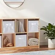 Basics Cube Organizer Storage Bins Handles, Storage Boxes Collapsible Fabric, Pack Of 6, 13"x13"x13", White