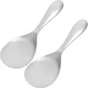 VALICLUD 2Pcs Stainless Steel Rice Spoons Cooking Utensils for Serving Fluffing Rice High Temperature Resistant Easy to Maintain Practical Design for Kitchen Use Silver