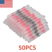 50X Insulated Heat Shrink Butt Electrical Wire Connectors Splice Terminals Red