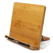 11x8.1 Bamboo Book Stand Adjustable Cookbook Holder for Desk Reading Textbooks