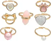 [SHERCHPRY] Metal Girls Rings 7pcs Set for Kids Dress up Jewelry Fidget Ring Toy Little Girls Jewelry Kids Party Favors