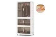 Costway 420L Storage Bins Plastic Wardrobe Closet w/Wheels Collapsible Storage Container White