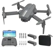Mini Drone with Camera for Beginners and Kids, Pocket Remote Control Quadcopter with Foldable Wings, Voice Gesture Control, One Key Start, 3D Flips, Altitude Hold, 2 Batteries, Toy for Boys Girls