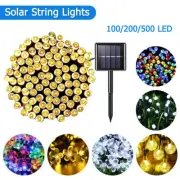 100/200/500 LED Solar Fairy String Lights Outdoor Garden Christmas Party Decor