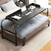 Hospital Over The Bed Table with Wheels, Extendable Rolling Bedside Laptop Table,Adjustable Height Chair Cart,Recliner Table,Mobile Computer Workstation for Home Office Use(Black,47.24 * 17.32in)
