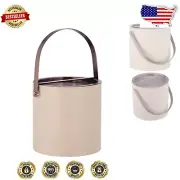 Contemporary Taupe Ice Bucket with Lid and Bronze Accents - 3 Quart Capacity