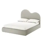 Thales Boucle Bed with Curved Headboard - Light Grey