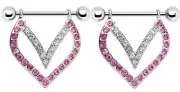 Body Accentz Nipple Shield Rings Barbell Barbell Crystal Dangle Sold as a Pair