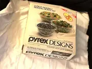 Corning Pyrex Designs 3 Piece Mixing Serving Bowl Set White Lace NEW BOX