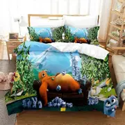 f1242 Bed Sheets Grizzy N Lemmings Bedding Set,Duvet Cover Comforter Bed Set Quilt Cover Pillowcase,King Queen Twin Size Boys GirlsBed Sheets Rt1242