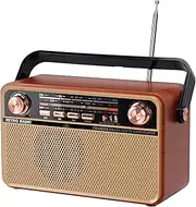 Portable Bluetooth FM AM SW Stereo Radio, Support USB Disk, USB/TF Card, AUX Jack - Music Playing with Rechargeable Battery, Built-in Speaker (R-505BT)