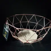 NWT Copper Wire Fruit Bowl Modern Design geometric pyramid shapes