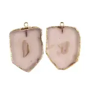 Natural Gray Agate Slice Gold Plated DIY Earring Pair Connectors Making Jewelry