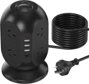 HITRENDS Tower Power Board with 8 AC Outlets & 4 USB, 2M Extension Cord