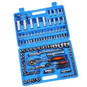 108Pcs Ratchet Wrench Socket Set CR40 Steel Hand Tool Case Kit 1/4in 1/2in