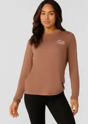 [Lorna Jane] Lotus Long Sleeve Top in Brown, Size - XS XS Clove