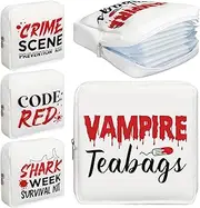 Aliceset 4 Pcs Period Bags Pouch Vampire Teabags Sanitary Napkin Tampon Holder Pads Organizer Storage Bag Period Essentials Feminine Products for Women Teen Girls Code: Red Crime Scene Kit