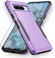 [Asuwish] Phone Case for Google Pixel 8 Pro 5G with Tempered Glass Screen Protector Cover and Slim Thin Hybrid Full Body Protective Mobile Cell Accessories Pixel8Pro Pixel8 XL Eight 8Pro Women Purple
