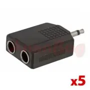 5Pcs 2x6.35mm Stereo Jack to 3.5mm 1/8" Mono Plug Adapter Audio Converter