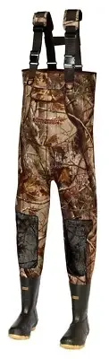 New KOBUK Men 4mm Hardwoods Green Camo Hunting Neoprene Wader Lug Boots Sz 10