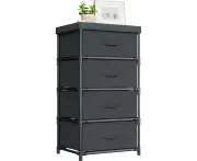 Chest of Drawers Fabric Chest of Drawers with 4 Drawers Storage Cabinet Chest of Drawers for Hallway, Bedroom, Living Room and Office - Black