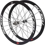 Road Bike Wheelset Ultra-Light Aluminum Alloy Road Bike Wheels Set ， 700C 40Mm Rim V Brake Clincher Wheelset Quick Release Straight Pull Carbon Hub Fit 8 9 10 11 Speed Cassette(Silver)
