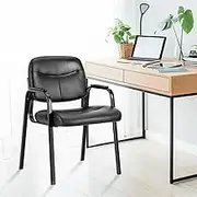 HIKLC WaitingRoom Chairs No Wheels Set of 4, Leather Stationary Office Reception Guest Chair with Padded Arms
