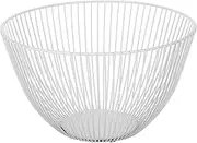 Cabilock Wire Fruit Basket Round: Scandinavian Iron Fruit Bowl Modern & Minimalist - Metal Wire Bread Basket for Living Room Kitchen Countertop Easy to Clean