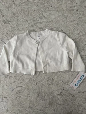 Carter's Just One You Infant / Baby / Toddler White Long Sleeve Cardigan 6 Month