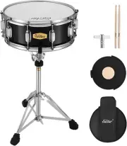 Complete Snare Drum Set with Stand and Accessories for Starry Black Beginners