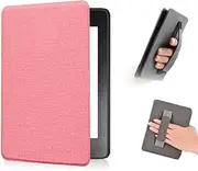 T Tersely Slimshell Case Cover with Hand Strap Belt for 7" All-New Kindle Paperwhite 12th 2024 or Kindle Colorsoft Signature Edition 2024, Magnetic Shell Cover - Pink
