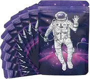 [ADQUATOR] 30pcs 9×12cm Purple Astronaut Stand up Mylar Bags,Resealable Smell Proof Cartoon Resealable Plastic Ziplock Pouches for Kitchen Storage, Jewellery and Sweets