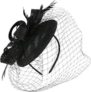 [Baluue] Women Tea Party Head Veil Fascinator Headband Elegant Mesh Hat for Banquet and Special Occasions Versatile Hair Clip and Headband Stylish Accessory for Weddings and Dance