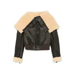 [Alexander Mcqueen] Alexander Mcqueen Shearling-collar Leather Jacket 40 IT BROWN