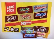 MARS MILK CHOCOLATE VARIETY PACK CANDY, FUN SIZE SNICKERS/TWIX (145 Ct), 71 oz