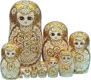 Matryoshka Russian Nesting Dolls 10-Piece Mat Matryoshka Wooden Matryoshka Christmas Mother's Day Birthday Home Furnishing Room Decoration Christmas Wish Gift