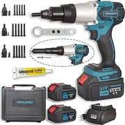 kzalzaci 2in1 Cordless Rivet Tool, Electric Rivet Gun for Rivets(1/8'', 5/32'', 3/16") & Rivet Nut Gun for Nuts(1/4",5/16",3/8"), Automatic Blind Rivet