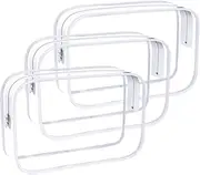 3Pcs Clear PVC Zippered Toiletry Carry Pouch,Clear Toiletry Bags Clear Makeup Bag PVC Plastic Zippered Pouch,Clear Makeup Bag,Travel Cosmetic Bag,Transparent Toiletry Bag,Waterproof PVC Travel Bags