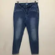 J Mclaughlin Womens Treva Skinny Jeans Blue Stretch Front Zipper Mid Rise 4 New