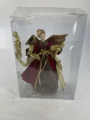RARE Vintage Angel Tree Topper 12" Gold & Red