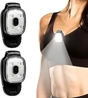 2 Pack Clip On Torch, LED Clip-on Lights for Running, USB Rechargeable Hands-Free Flashlight, Night Safety Light for Jogging, Dog Walking, Hiking, and Camping, Portable & Lightweight