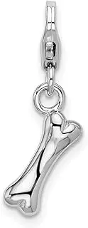 [JewelryWeb] 925 Sterling Silver Fancy Lobster Closure Polished Animal Pet Dog Bone With-Lobster Clasp Charm Pendant Necklace 24x4mm