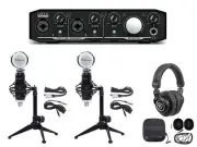 Mackie Onyx Producer ASMR Recording Streaming Interface+Mics+Stands+Headphones