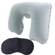 OMAX舒適植絨頸枕1入+高級眼罩1入