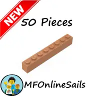 **NEW** 50x Genuine LEGO 1x8 Bricks - Medium Nougat - Piece # 3008 Bulk