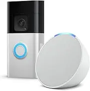 Ring Battery Video Doorbell Plus and Echo Pop | Glacier White