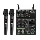 4 Channel Audio Mixer + Two Wireless Microphone Bluetooth and USB - Recording